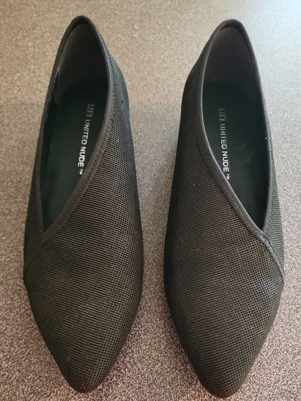 United Nude Black Fold Lite Lo Pointed Mesh Slip-On Flats